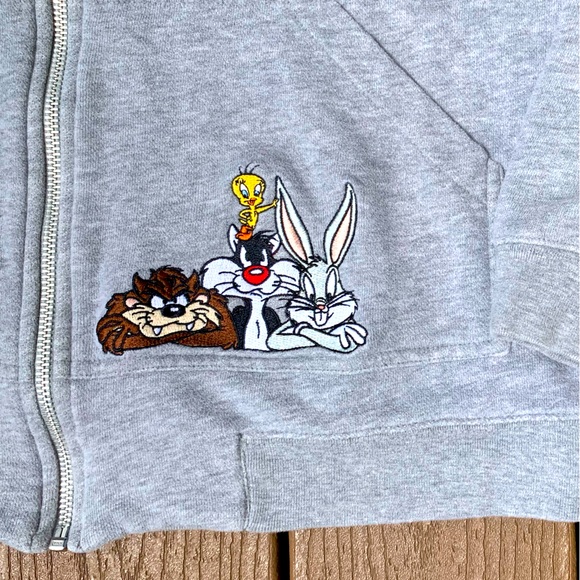WARNER BROS. STUDIO BUGS BUNNY TAZ TWEETY SYLVESTER EMBROIDERED SWEAT JACKET MED - Picture 4 of 7